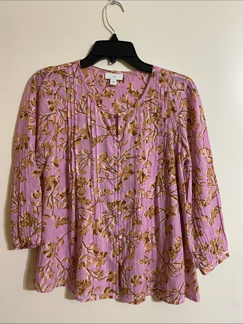 J. Jill Light Pink Floral V-Neck Women's Blouse XS Petite